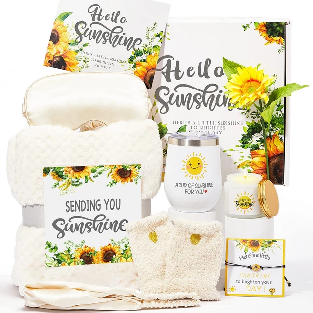 Cesta de regalos de girasol para mujer Get Well Soon, caja de envío de 10 piezas