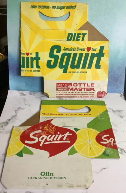 Cardboard Squirt & Diet Squirt 6 Pack Bottle Holder 1960s NOS