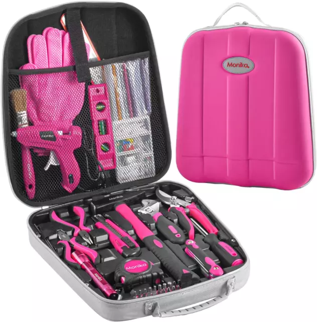 Monika 159PCS Pink Tool Kit Portable Household Tool Set for Ladies Home Repair