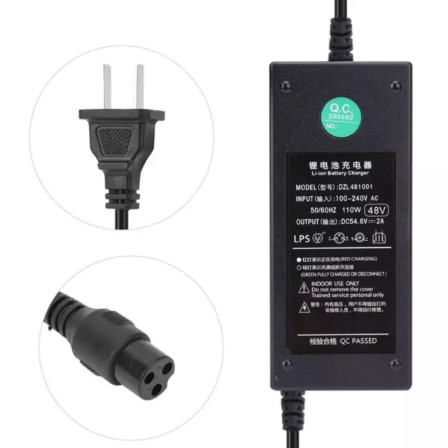 54.6V 2A Electric Scooter E-bike Battery Charger Power Adapter