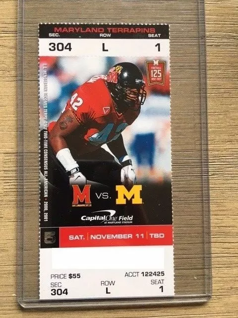 2017 Maryland Terrapins Football Official Mint Ticket Stub - pick any game!