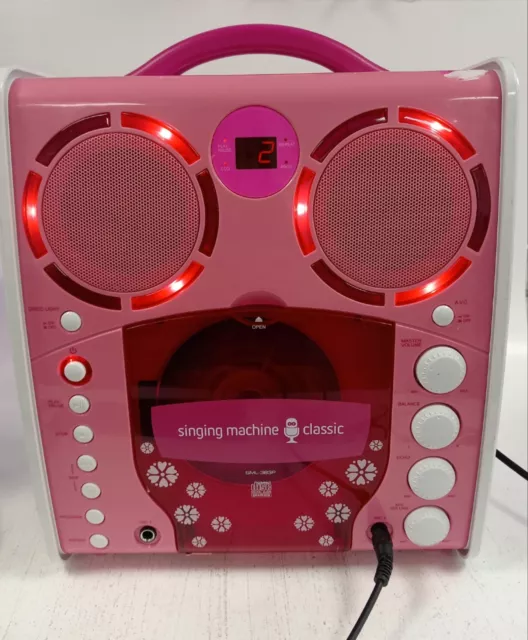 Pink Karaoke Singing Machine Portable System With Lights Working