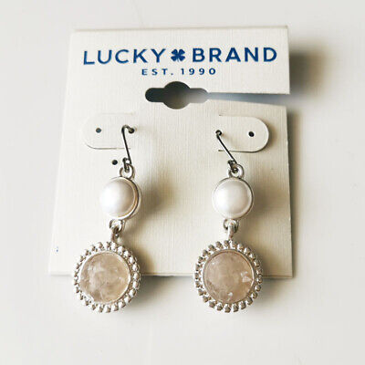 New Lucky Brand Faux Pearl Drusy Drop Earrings Gift Vintage Women Party Jewelry
