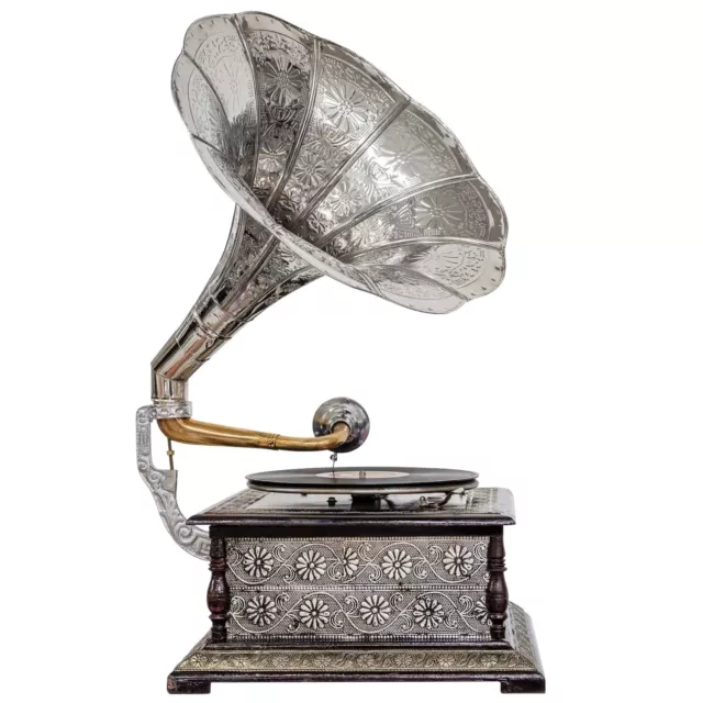 Gramophone avec pavillon pour disque 78 tours style antique X04