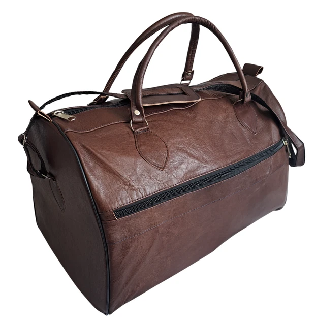 Grand Sac De Voyage Homme En Cuir Véritable - Vintage 25L - Marron Fait Main