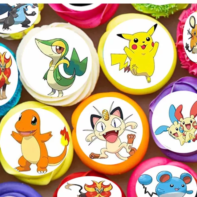 30 Pokemon essbare Cupcake Topper - Eis oder Waffelpapier Kuchen Dekorationen Party