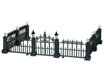 Lemax CANCELLO VITTORIANO VERDE ELEGANTE SET 7 PEZZI LEMAX 24534 DECORAZIONE 