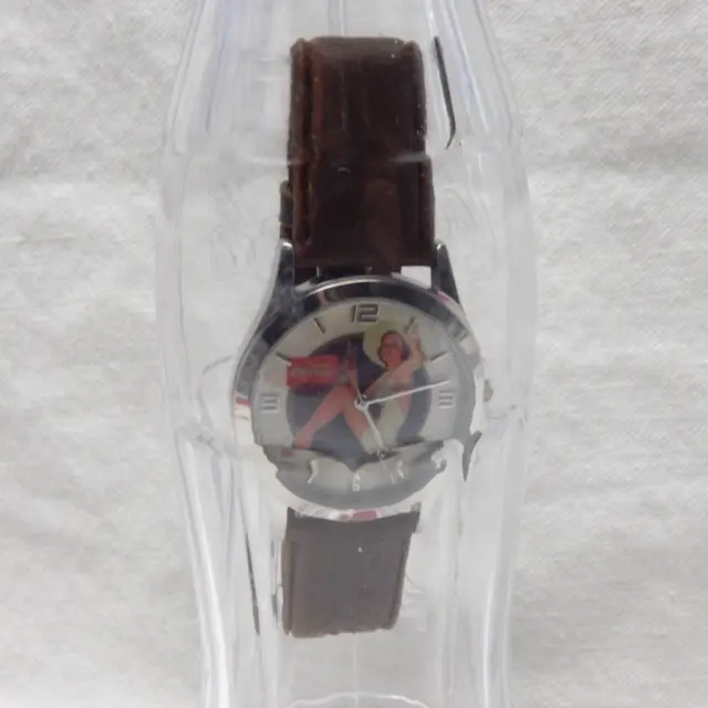 Coca-Cola 2002 Watch In A Bottle Collectible Quartz Brown Leather