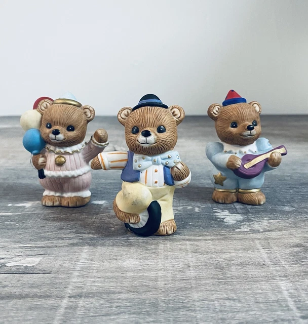 Set of 3 Vintage Homco Circus Teddy Bear Porcelain Figurines #1449 Collectibles