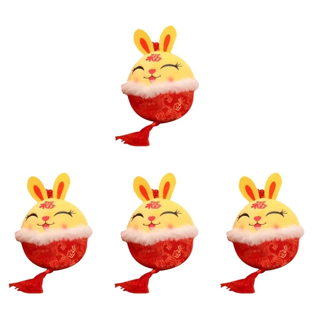Set of 4 Année De La Poupée Lapin Peluche Nouvel Chinois Pendentif