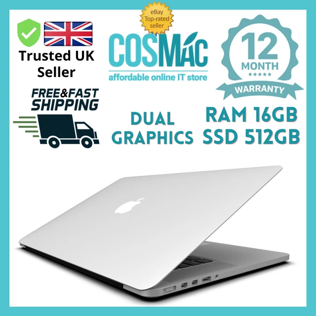 Apple MacBook Pro Retina 15,4 Core i7 2,5 GHz 16 GB 512 GB metà 2014 GPU DG grado B