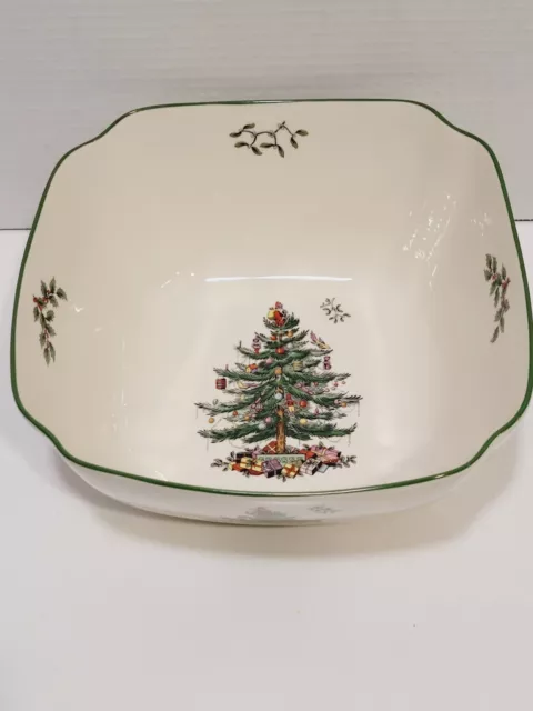 Spode ~ Christmas Tree~ Porcelain 10 Inch Large Square Serving Bowl