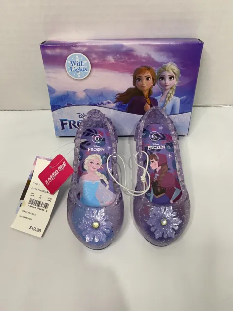 Disney Frozen Light Up Toddler Girls Jelly Flats Purple -size 6