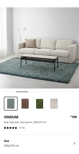 IKEA VINDUM RUG Green Blue New High Pile Rug Lrg 200 X 270 cm RRP