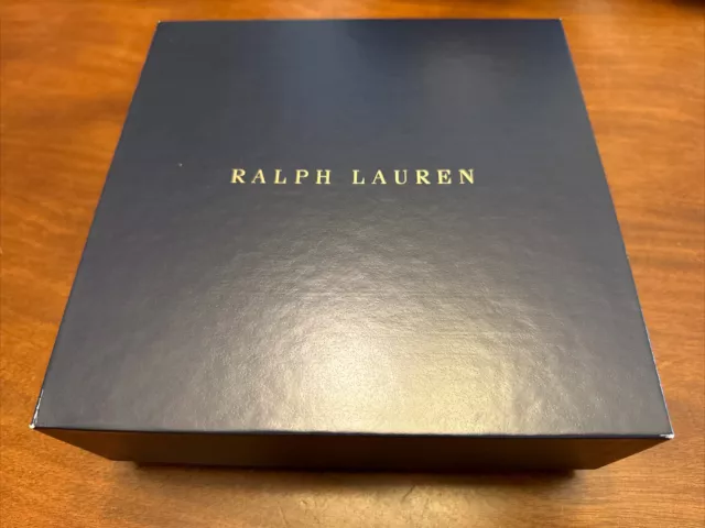 Polo Ralph Lauren navy blue gold golden gift box 8.5”x8.5”3.25”