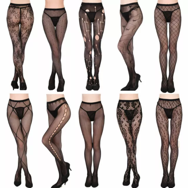 Womens Fashion Jacquard Fishnet Pantyhose Tights Pattern Stockings Waist High AU