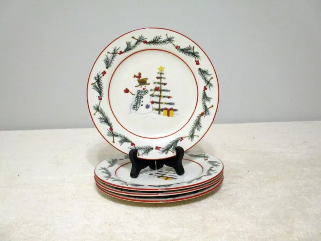 Farberware Holiday Snowman 7-1/2" Salad Plates-Set Of 4