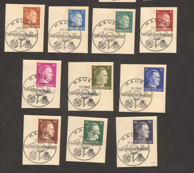 RARE LOT of 18 COMPLETE STAMP HITLER SET 1942 DIENSTPOST LITHUANIA OSTLAND KAUEN 3