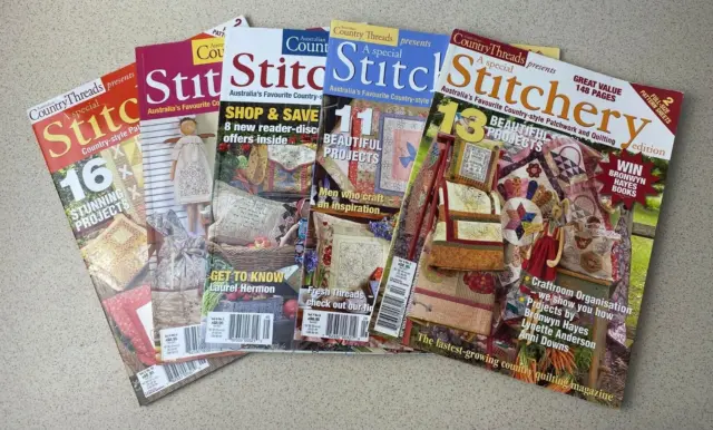 Country Threads Stitchery Magazines X 5 Craft Projects Patterns Sew Home Decor