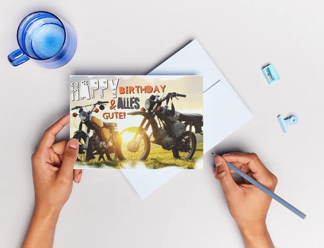 GEBURTSTAGSKARTE MOPED KARTE Geburtstag Glückwunschkarte DDR Motiv