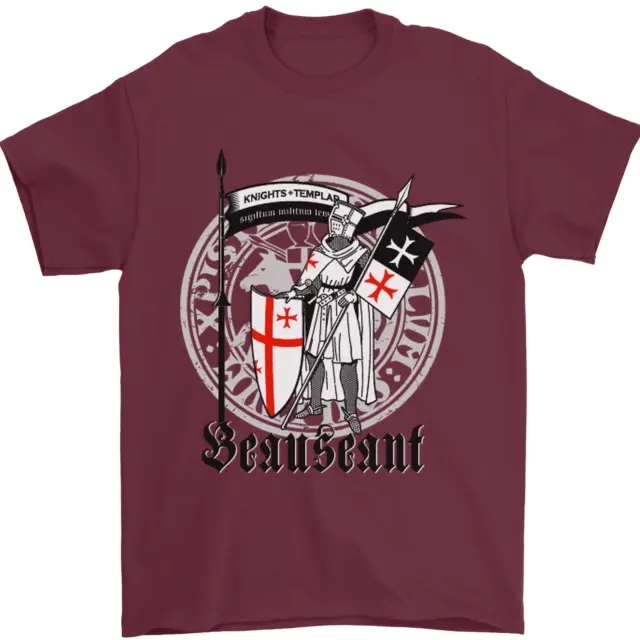 Knights Templar St Georges Day Beauseant Mens T-Shirt 100% Cotton