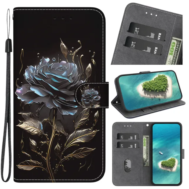 Flower Flip Wallet Phone Case For iPhone Samsung Infinix LG Google Tecno Sony