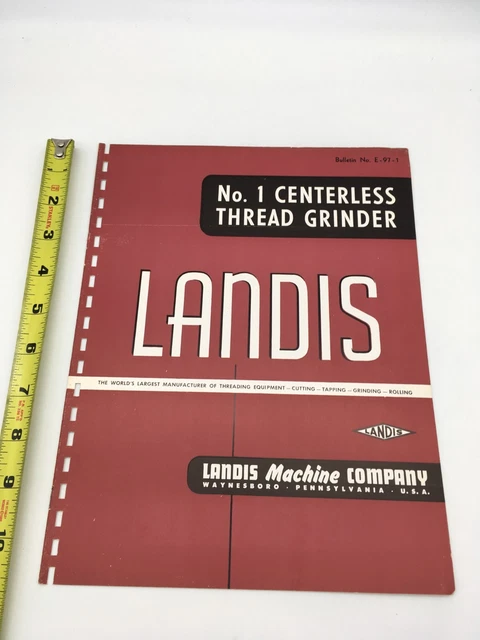 1961 Landis Centerless Thread Grinder Machine Sales & Specification Brochure