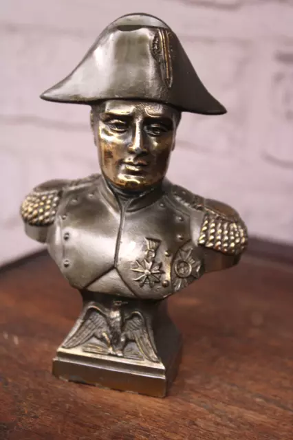 Vintage 50s small spelter metal bust napoleon statue