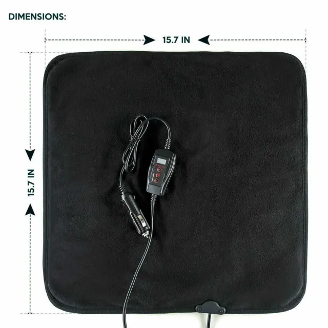 Car Electric Mini Heated Travel Blanket Black Fleece 12V Warming seat Pad 4