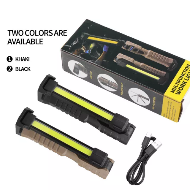 2 Pcs Rechargeable LED Magnetic Work Light Cordless COB Inspection Lamp Torch UK