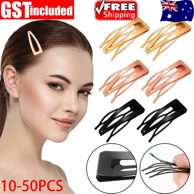 10-50PCS Double-grip Hair Side Clip Metal Snap Barrettes Hair Styling Tool Women