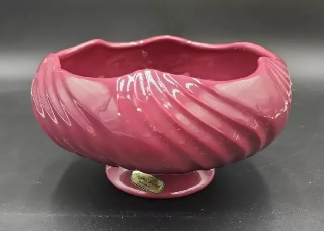 Vintage Haeger Pottery Pedestal Planter Vase Burgundy 1990s Ceramic 8 1/2-4 1/2