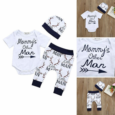 Newborn Baby Boy Tops Romper Pants Summer Outfits Set Clothes Tracksuit
