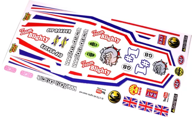 Adesivi vinile bandiera Bulldog Union Jack British si adattano a cavalletta Tamiya R/C Buggy