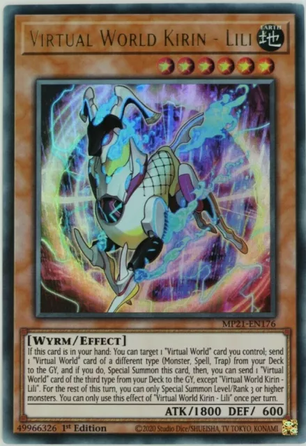 YuGiOh Virtual World Kirin - Lili MP21-EN176 Ultra seltene 1. Auflage