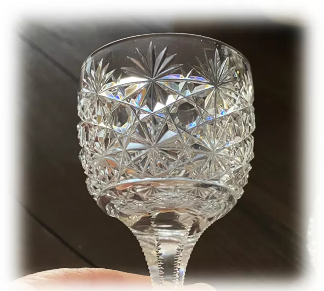 Antique ABP Brilliant Cut Glass Wine Stem RUSSIAN CLEVELAND Star & Hob PER GLASS
