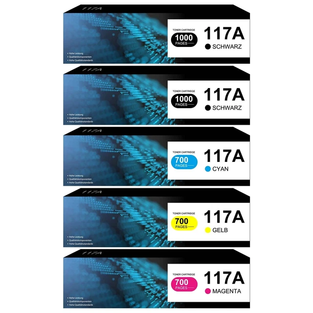 Kit 4 Toners Compatibles HP 117A – Noir, Cyan, Jaune, Magenta Pour Imprimantes Laser Color