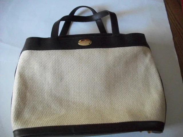 `Vintage Etienne Aigner Woven Straw & Leather Handbag Purse/Bag