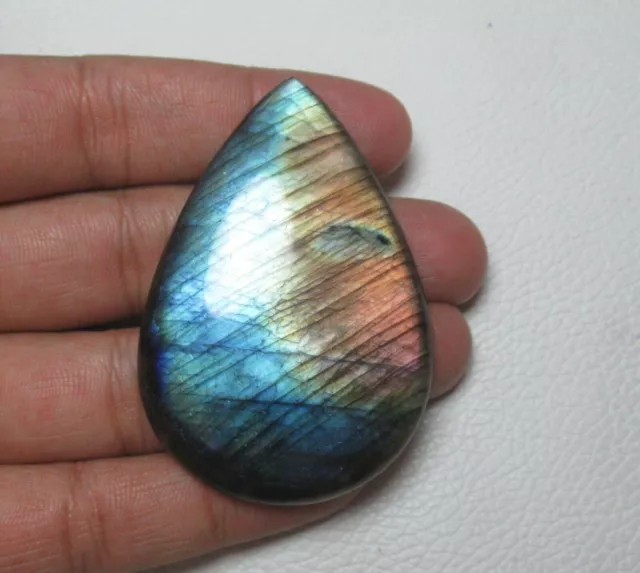 Labradorite Cabochon Pear Gemstone  140.25 Cts. Flat Back Cabochon G 8428