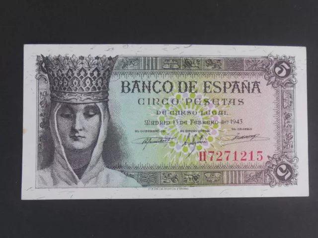 Billete 5 pesetas Madrid. Año 1943. Calidad S/C