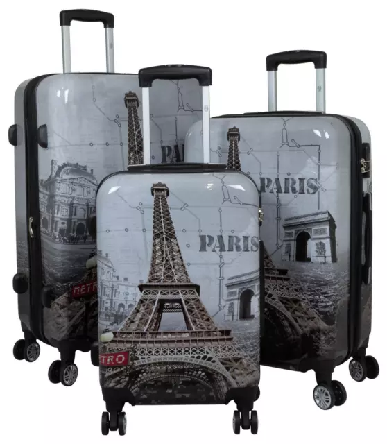 Polycarbonat Hartschale Reise Koffer Trolley Einzeln Set Gepäck Paris Eiffelturm