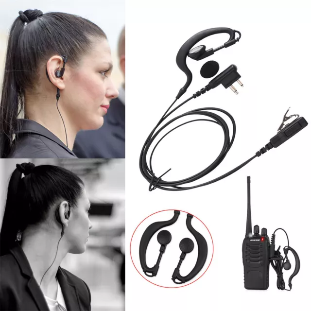 Police Security Radio Earpiece 2-pin D Shape Headset PTT Mic for Motorola Spirit