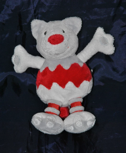 Peluche Doudou Chat Rouge & Blanc BABYSUN 16 Cm Etat NEUF
