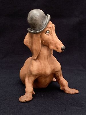 Capodimonte Most Regarded Giuseppe Cappe’ Dachshund with Bowler Hat 1971 3