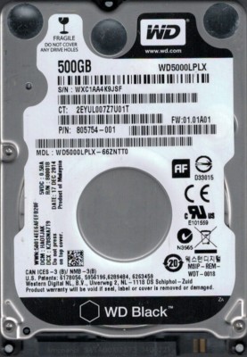 DCM Western Digital WD5000LPLX-66ZNTT1 Dcm Hhntjhb 500gb 2.5 " SATA Rigide Lecteur 