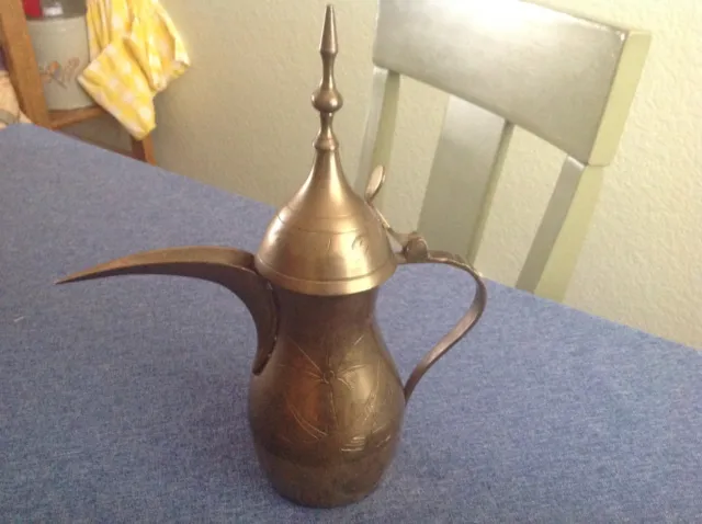 Arabian Dalla Etched Brass Tea Pot/Saudi Arabia