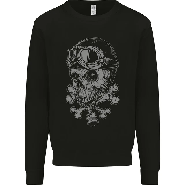 Biker Teschio Rider Motocicletta Uomo Felpa Maglione