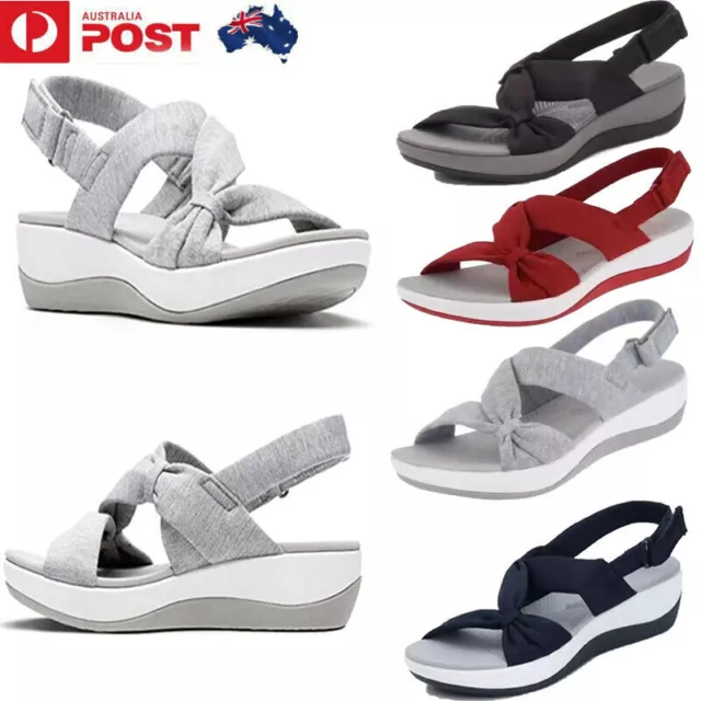 Women Orthopedic Open Toe Sandals Bows Slippers PU Leather Comfort Beach Shoes