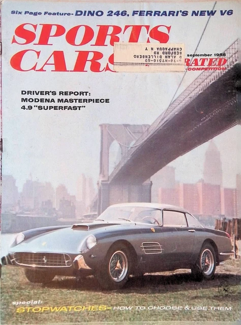 Ferrari Dino 246/Mercedes 190 SL/Saab 750 Sports Cars Illustrated Sept 1958