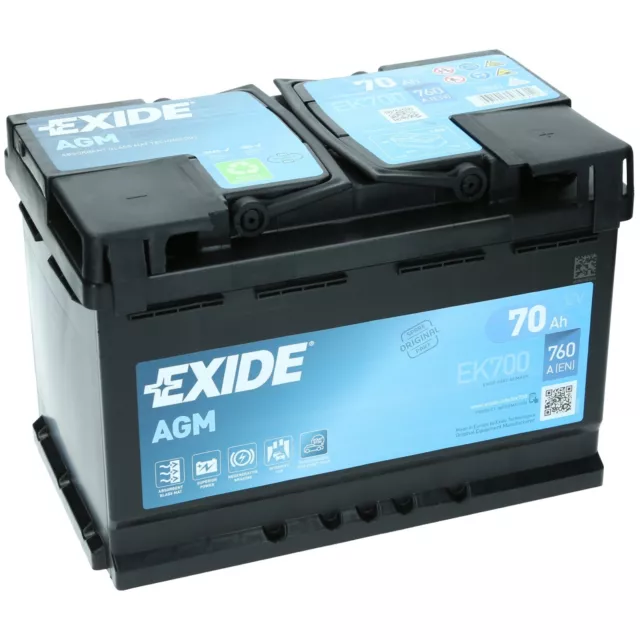 EXIDE EK700 AGM Start Stopp Autobatterie Starterbatterie 12V 70Ah 760A EN  EUR 136,90 - PicClick DE